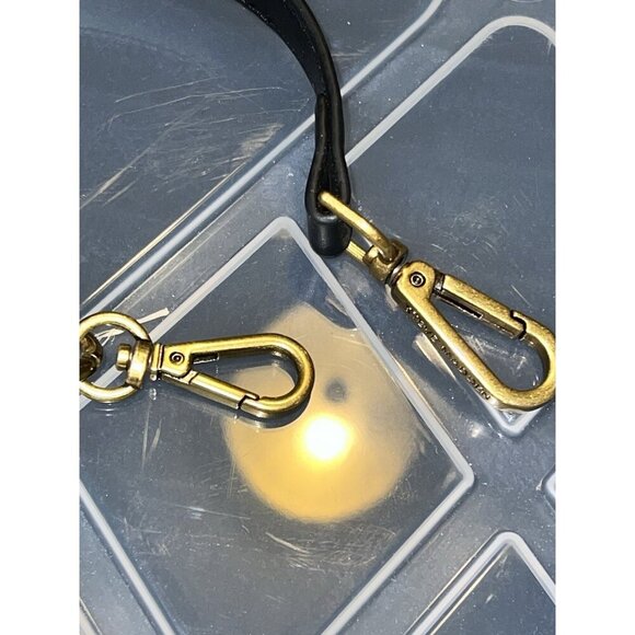 STEVE MADDEN Black Leather Brass Chain Buckle Adustable Crossbody Strap - Picture 7 of 9